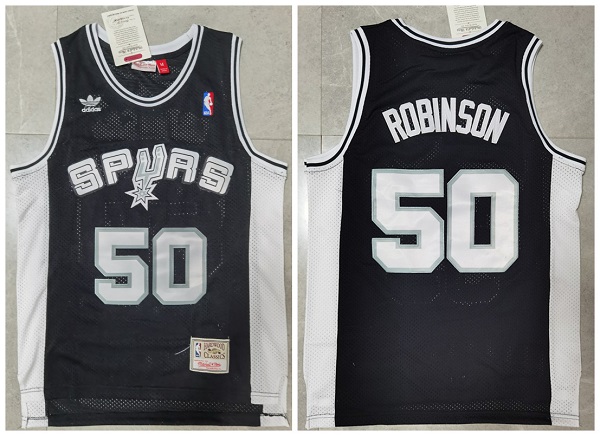 Men's Black San Antonio Spurs #50 David Robinson Throwback Stitched Jersey